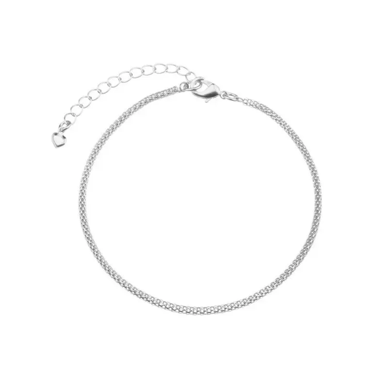 Pulseira Malha Vazada Essencial Banhado Em Ródio