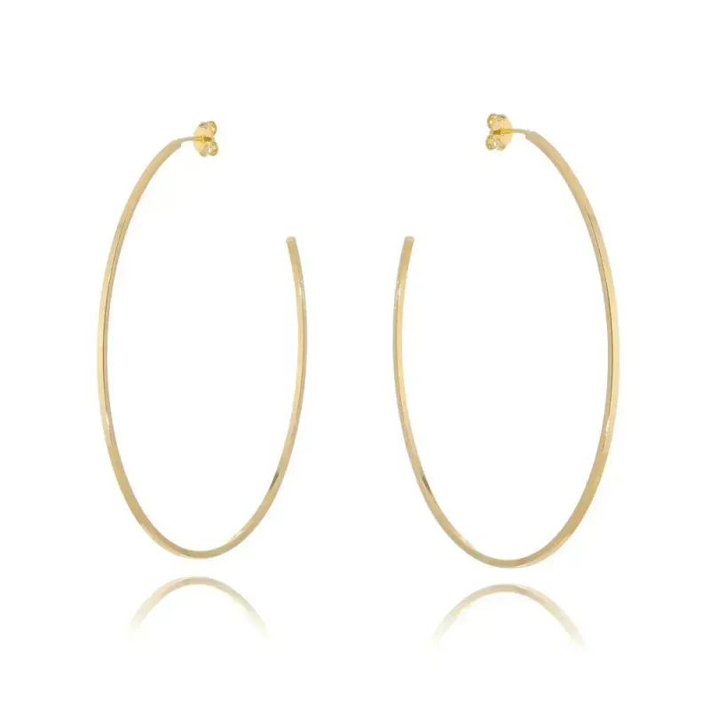 Brinco Argola Lisa - Pk Grande Banho Ouro 18k Semijoia