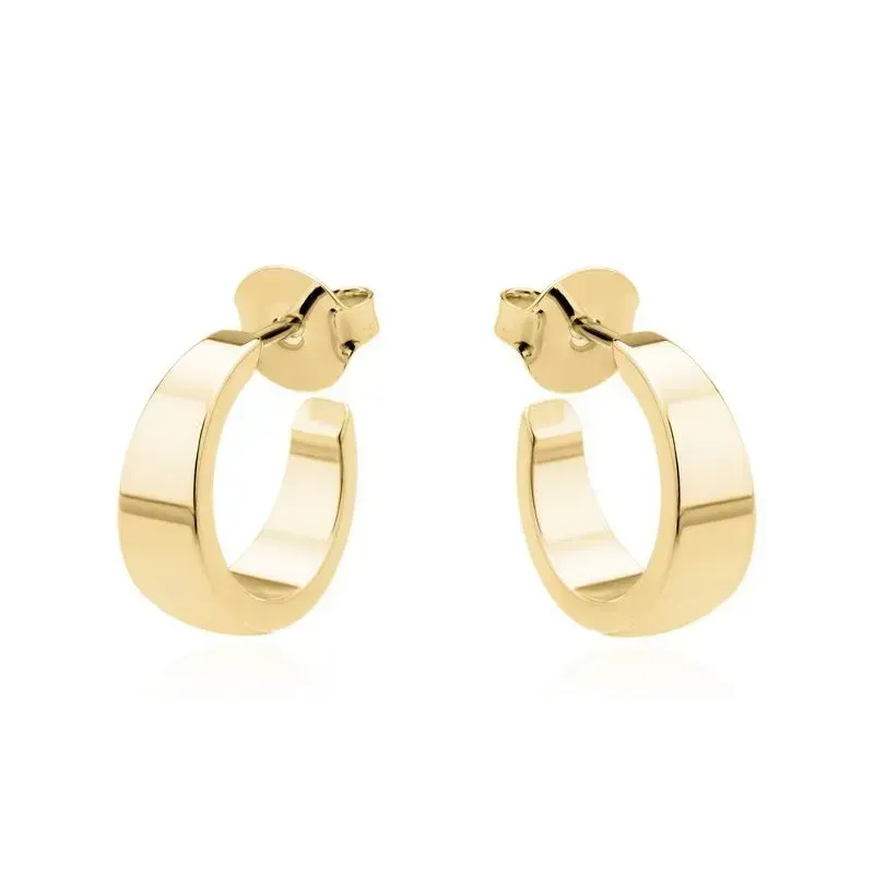 Brinco Argola Lisa Larga com Tarraxa Grande Banho Ouro 18k Semijoia