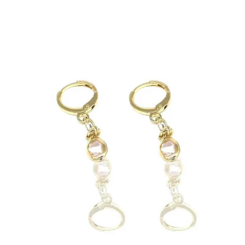 Brinco Argola Zirconia Rosa Banho Ouro 18k Semijoia