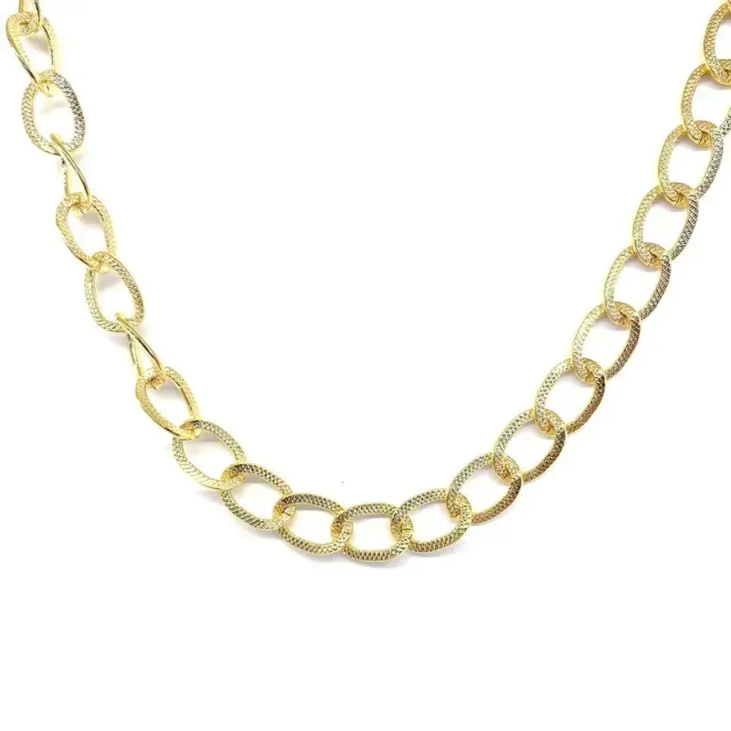 Colar Choker Elos Trabalhados Essencial 40CM Banhado Em Ouro