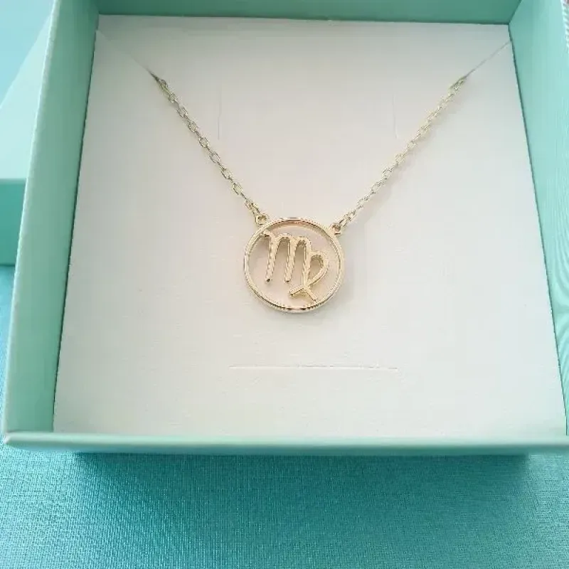 Colar De Signo Virgem Essencial 256216CM Banhado Em Ouro