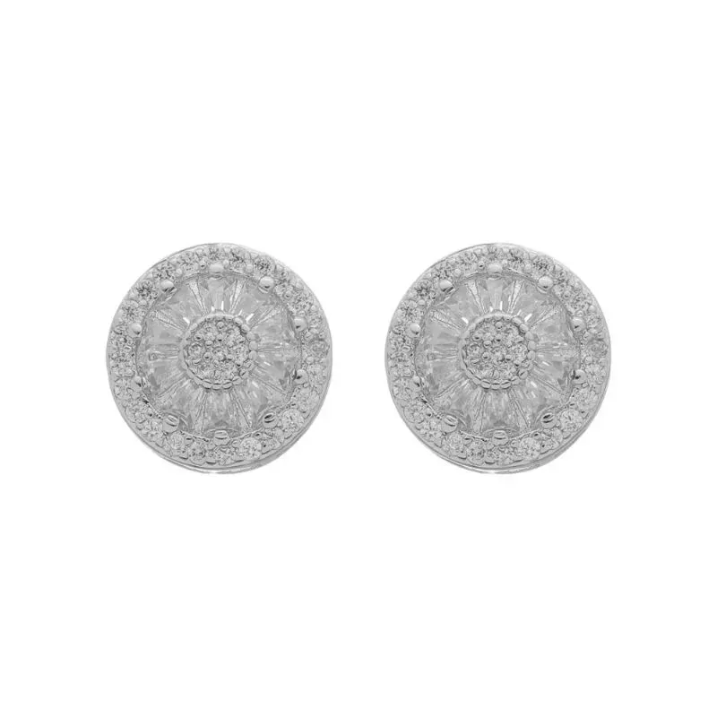 Brinco Pizza Giulia Cravejado Banho Ródio Branco Semijoia