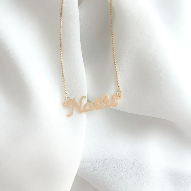 Colar De Nome Tradicional Banhado Em Ouro 18k