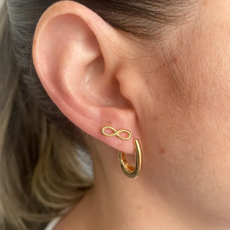 Brinco Argola Lisa Coleção Zurique Banho Ouro 18k Semijoia