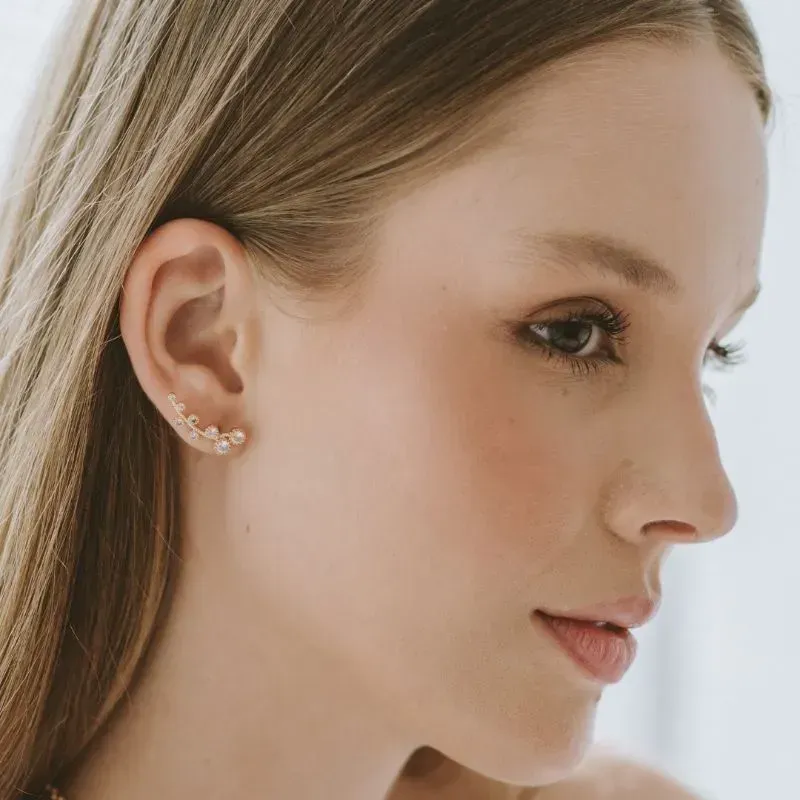 Brinco Earcuff Folhas Banho Ouro 18k Semijoia