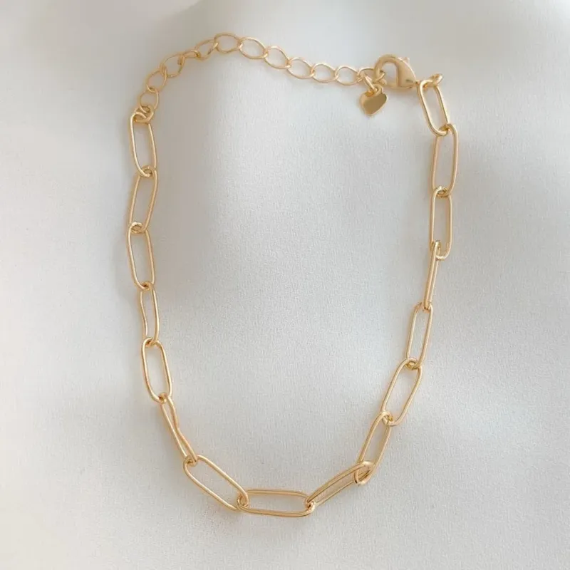 Pulseira De Elos Milão Banhado Em Ouro
