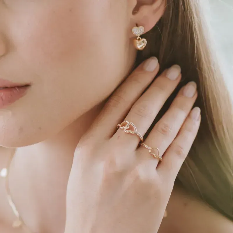 Anel De Coração Sara Banhado Em Ouro 18k