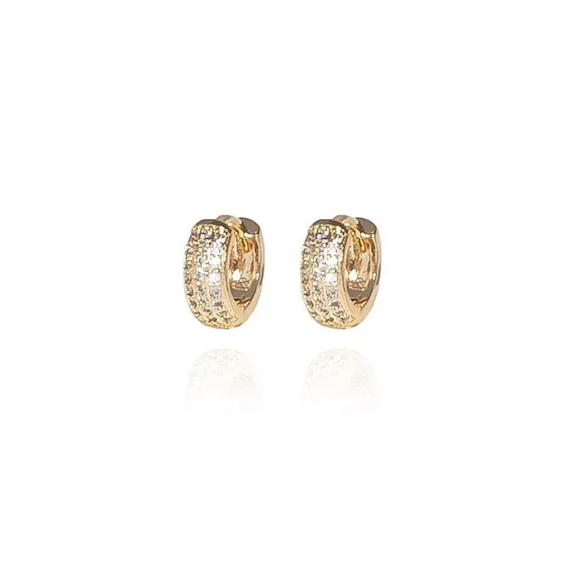Brinco Argola Cravejada - Cristal Pequena Banho Ouro 18k Semijoia