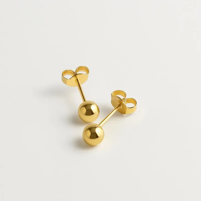 Brinco Fabiana Bola Lisa - Mini Banho Ouro 18k Semijoia