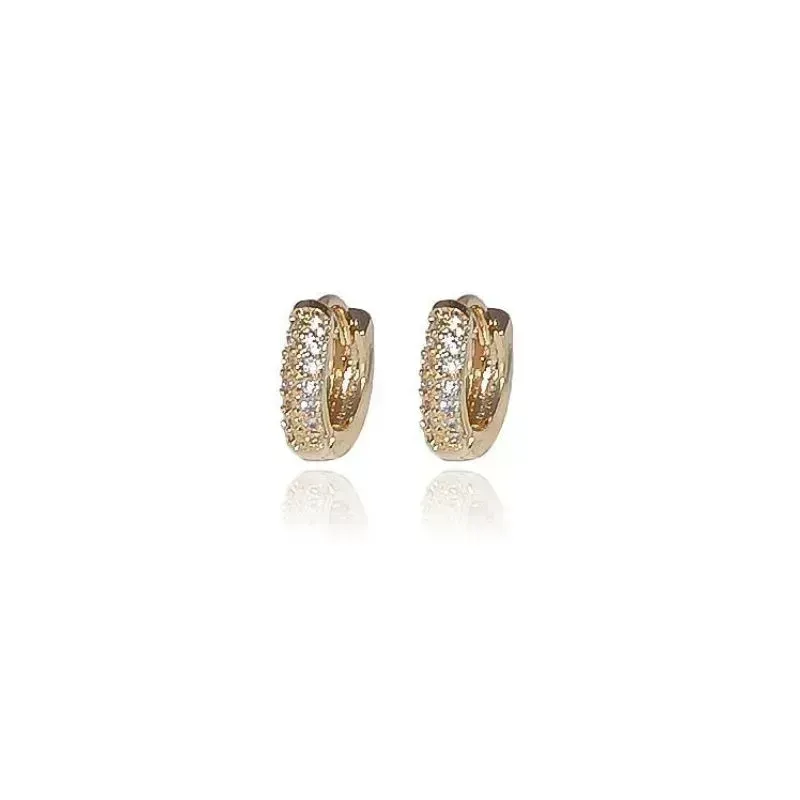 Brinco De Argolas Cravejada Média Banho Ouro 18k Semijoia