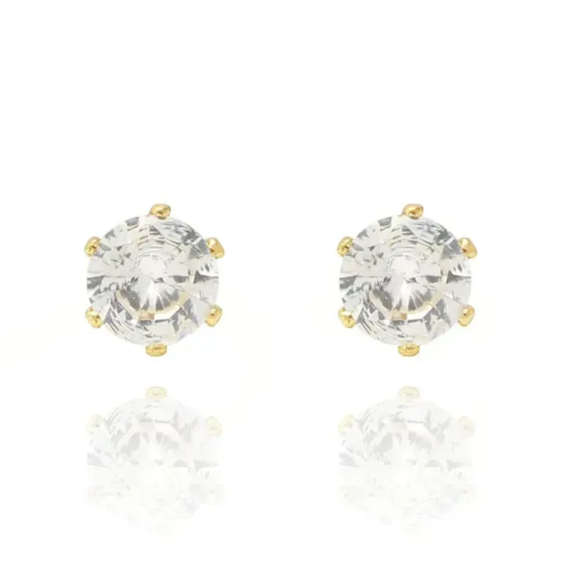 Brinco Ponto De Luz 6 Garras Grande Best-seller Banhado Em Ouro