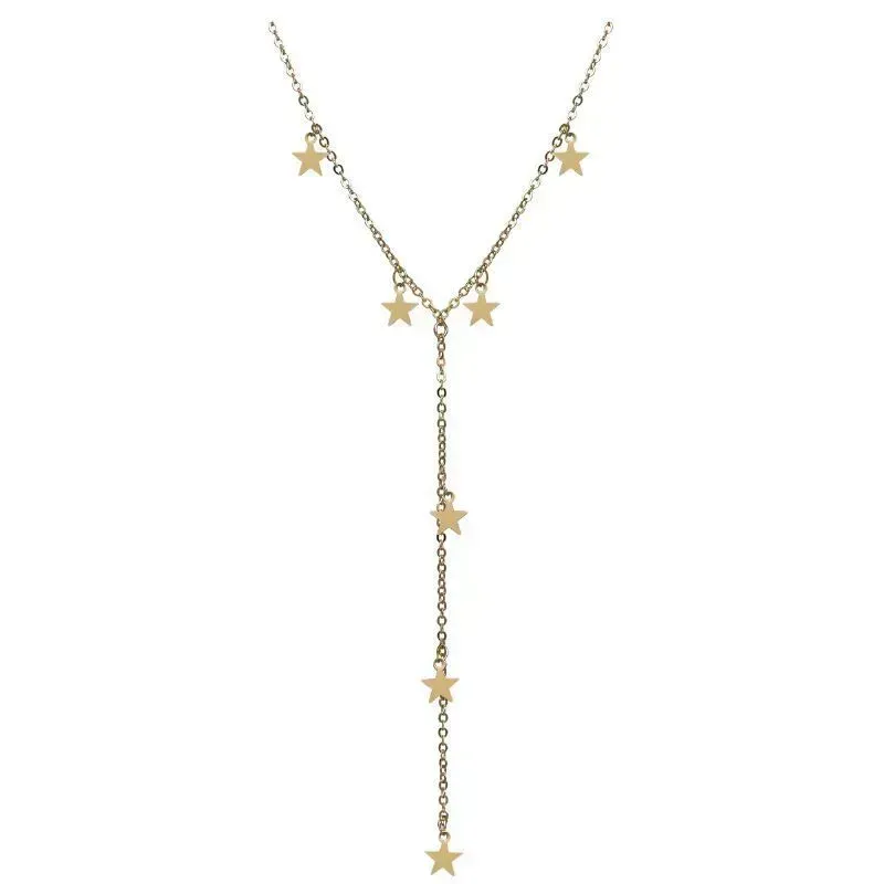 Colar Gravata De Estrelas Essencial 45CM Banhado Em Ouro