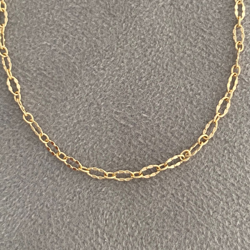 Tornozeleira Elos Craquelados Banho Ouro 18k Semijoia
