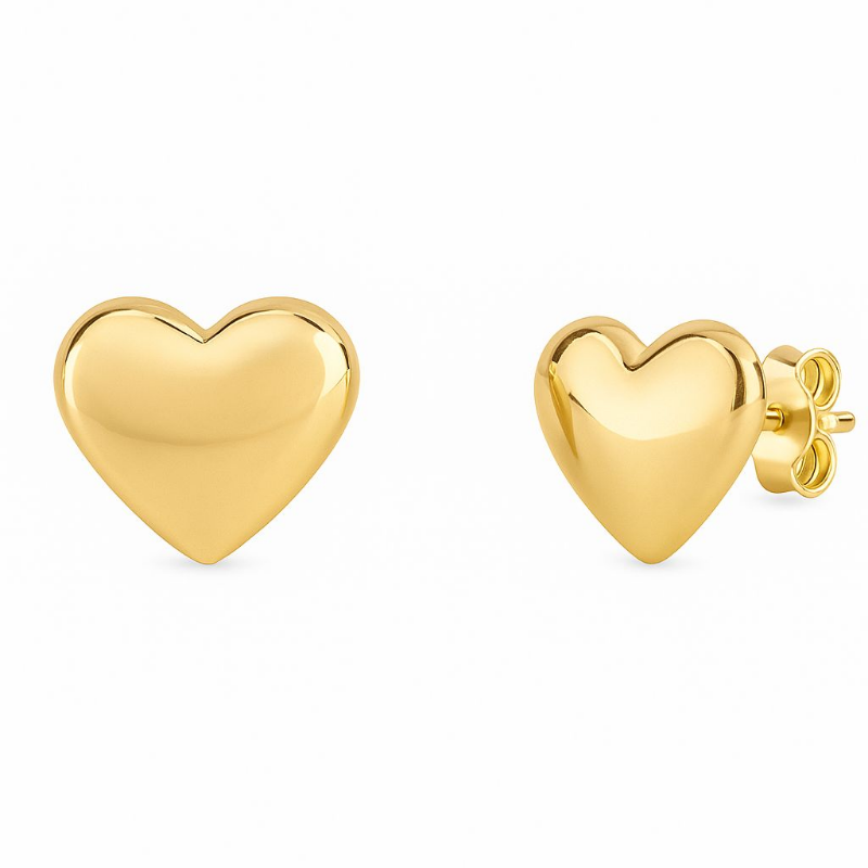 Brinco Coraçào Liso Banho Ouro 18k Semijoia