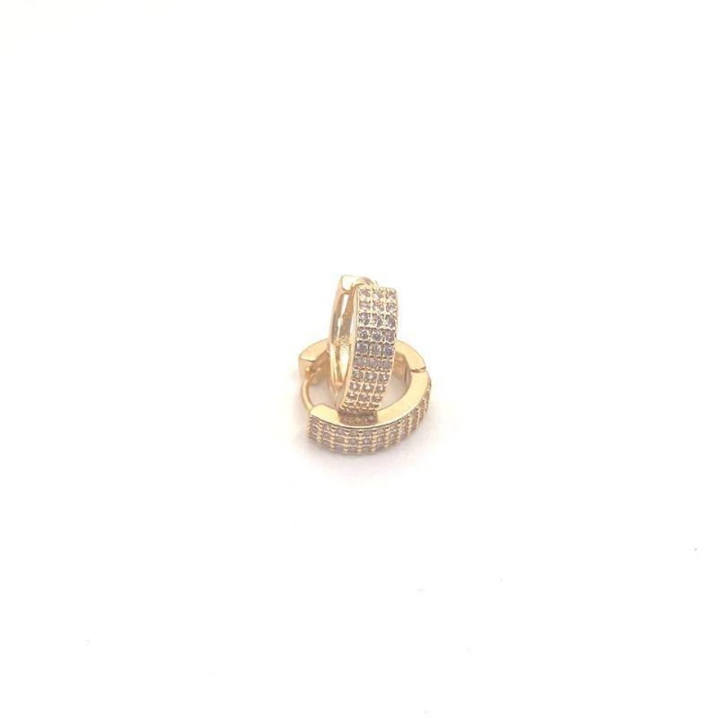 Brinco Argola Crajevada Retangular Pequeno Banho Ouro 18k Semijoia