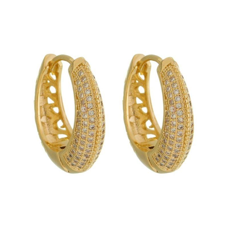 Brinco Argola Cravejada May Banho Ouro 18k Semijoia
