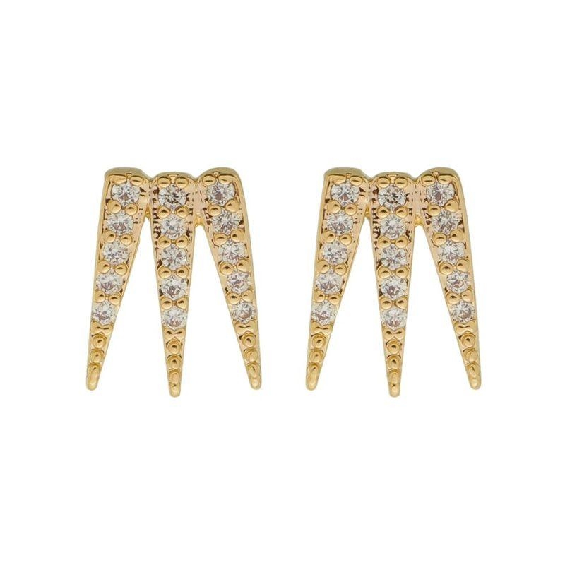 Brinco Garras Cravejado Banho Ouro 18k Semijoia
