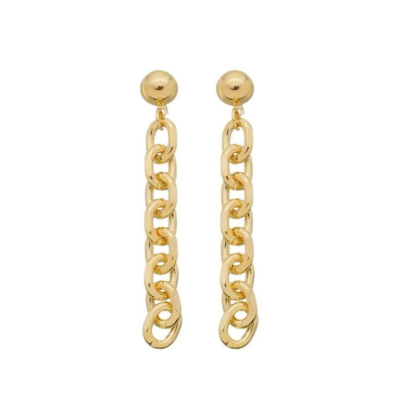 Brinco Redondo com Corrente Banho Ouro 18k Semijoia