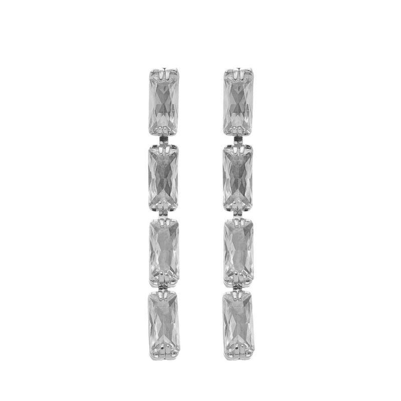Brinco Riviera Baguete Banho Ouro 18k Semijoia