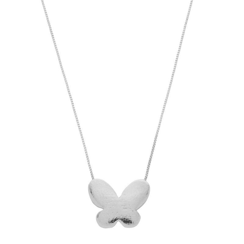 Colar Borboleta Essencial 45CM Banhado Em Ródio