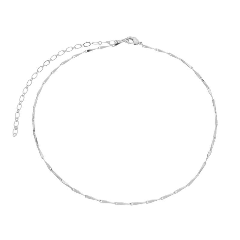 Colar Choker Liso Patricia Essencial 40CM Banhado Em Ródio