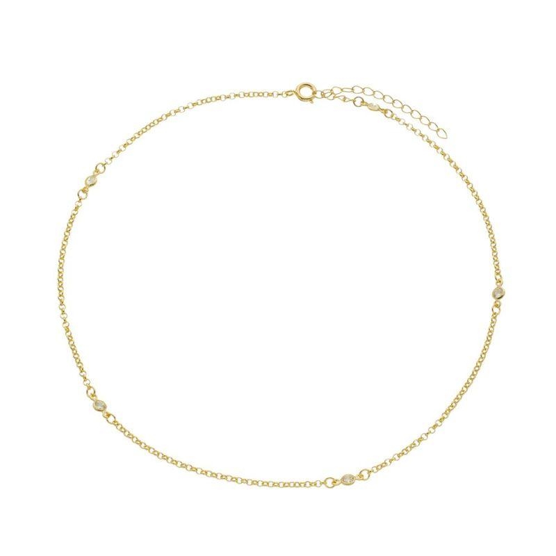 Colar Choker Pontos De Luz Lais Essencial 40CM Banhado Em Ouro