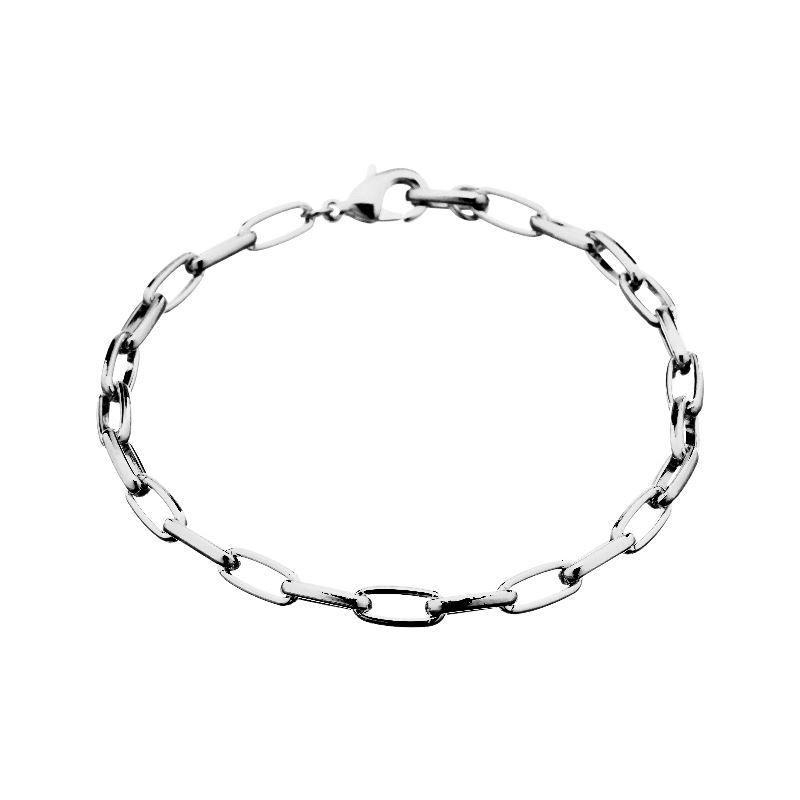 Pulseira Elos Carttier Alongados Design Moderno Banhada a Ródio Branco