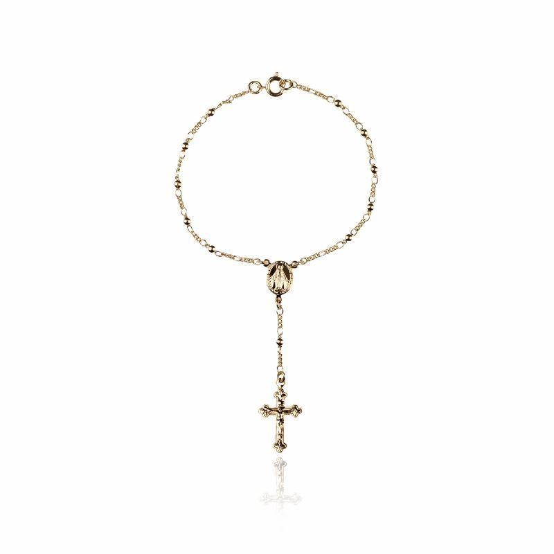 Pulseira Terço Nossa Senhora Essencial Banhado Em Ouro