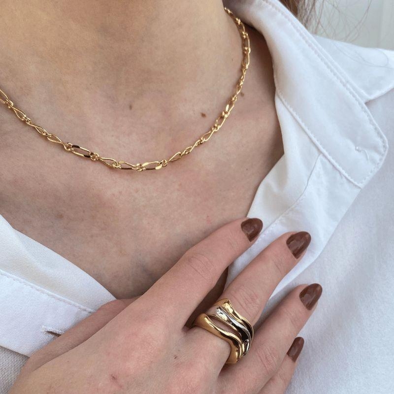 Anel Em S Minimalista Liso Jardim Secreto Banhado Em Ouro 18k