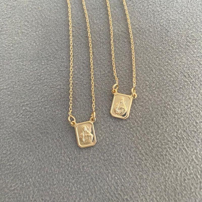 Colar Escapulário Nossa Senhora Do Carmo Essencial 60CM Banhado Em Ouro