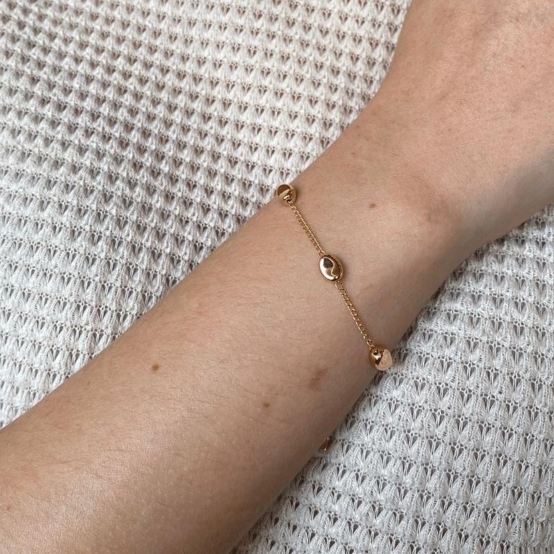 Pulseira Bola Oval Orgânico Jardim Secreto Banhado Em Ródio