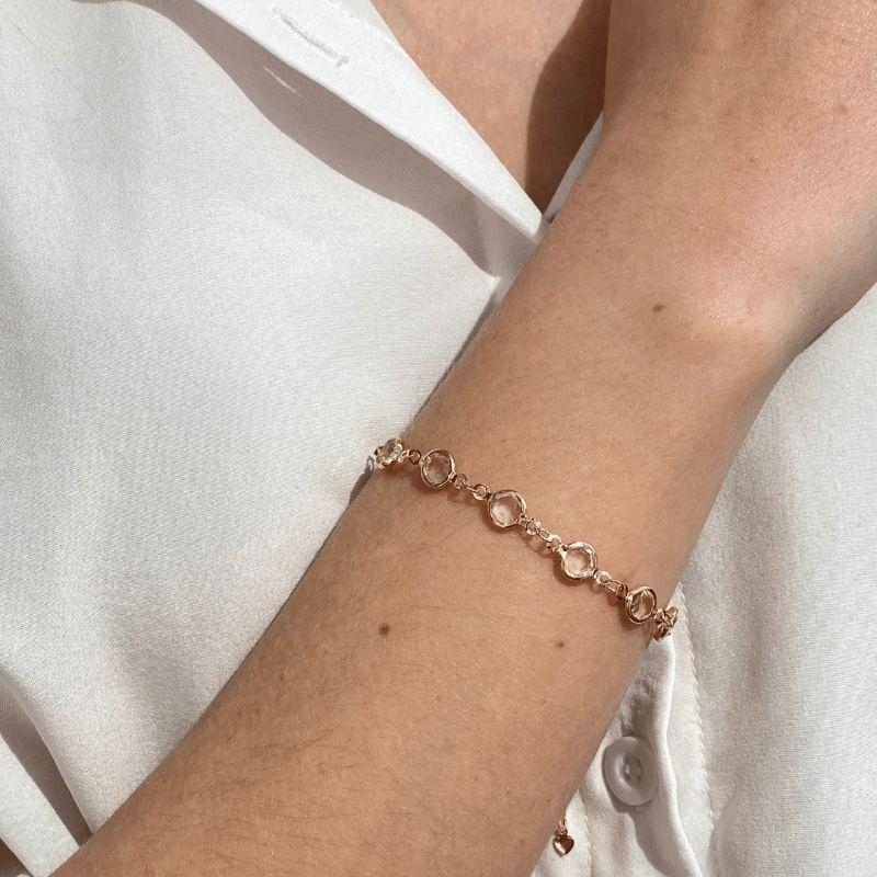 Pulseira Bolas De Zirconias Jardim Secreto Banhado Em Ródio