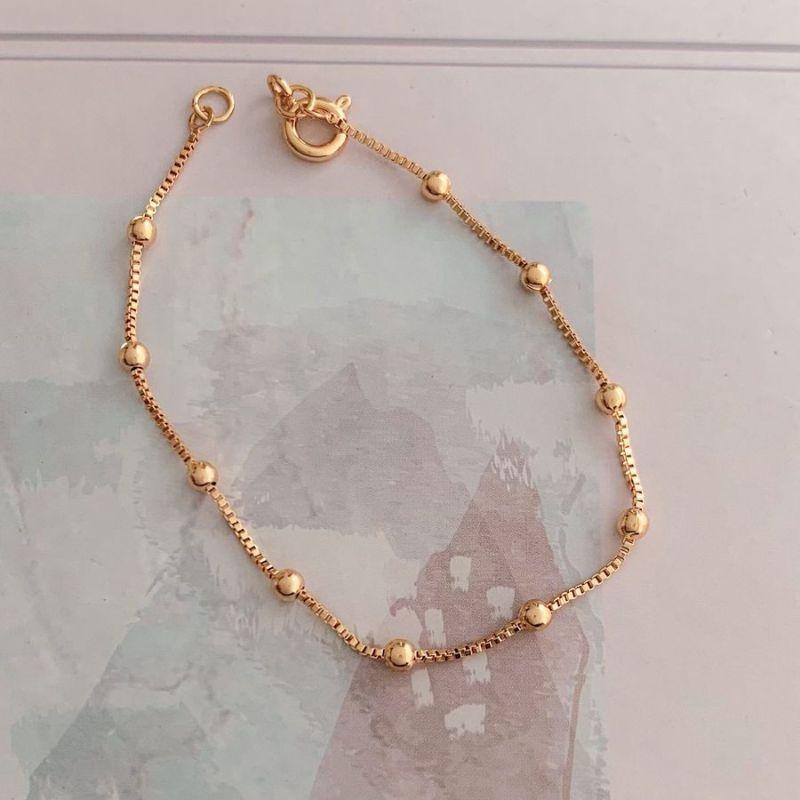 Pulseira De Bolinha Kids Banhado Em Ródio