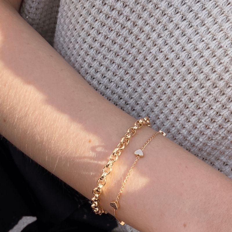 Pulseira Mini Corações Best-seller Banhado Em Ouro