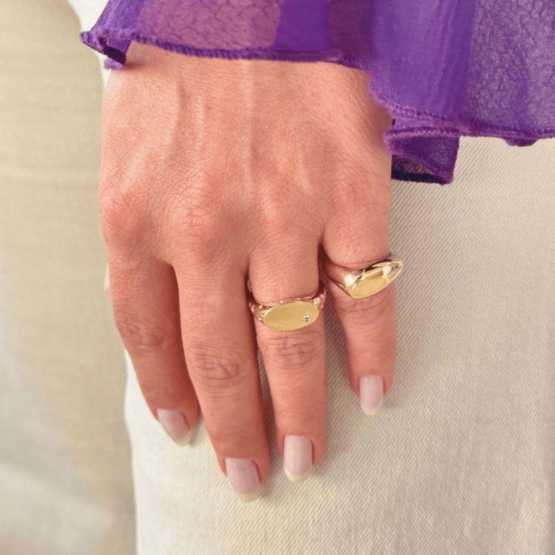 Anel Gota Liso Home Banhado Em Ouro 18k