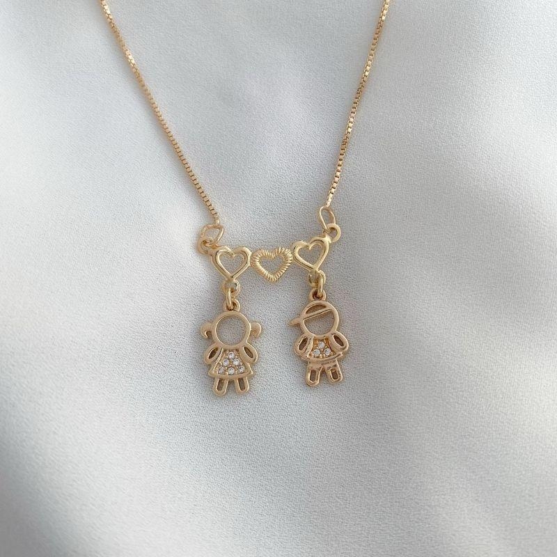 Colar 2 Com Zirconias Coleção Essencial 45CM Banhado Em Ouro