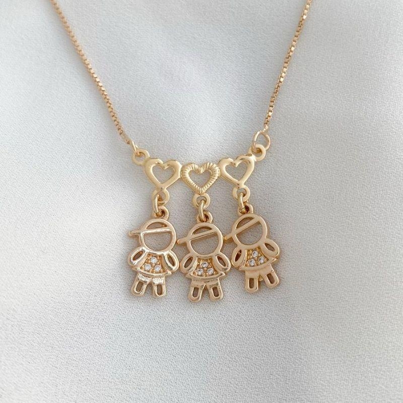 Colar 3 Com Zirconias Coleção Essencial 45CM Banhado Em Ouro