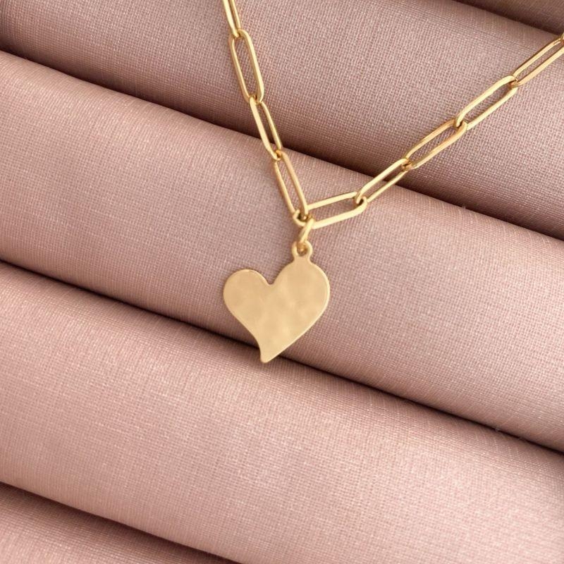 Pulseira Coração Esticadinho Liso Essencial Banhado Em Ouro