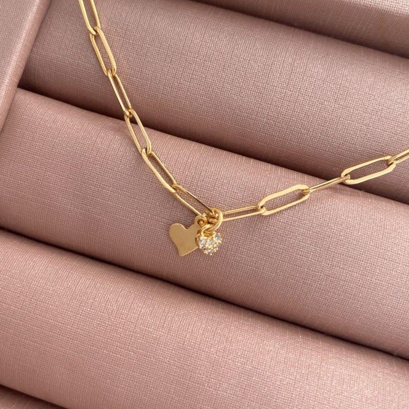 Pulseira Dois Corações Delicados Essencial Banhado Em Ouro