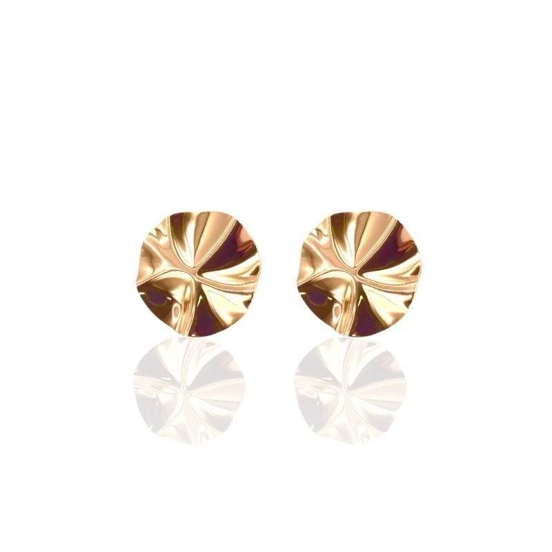 Brinco Orgânico Redondo Mini Banho Ouro 18k Semijoia