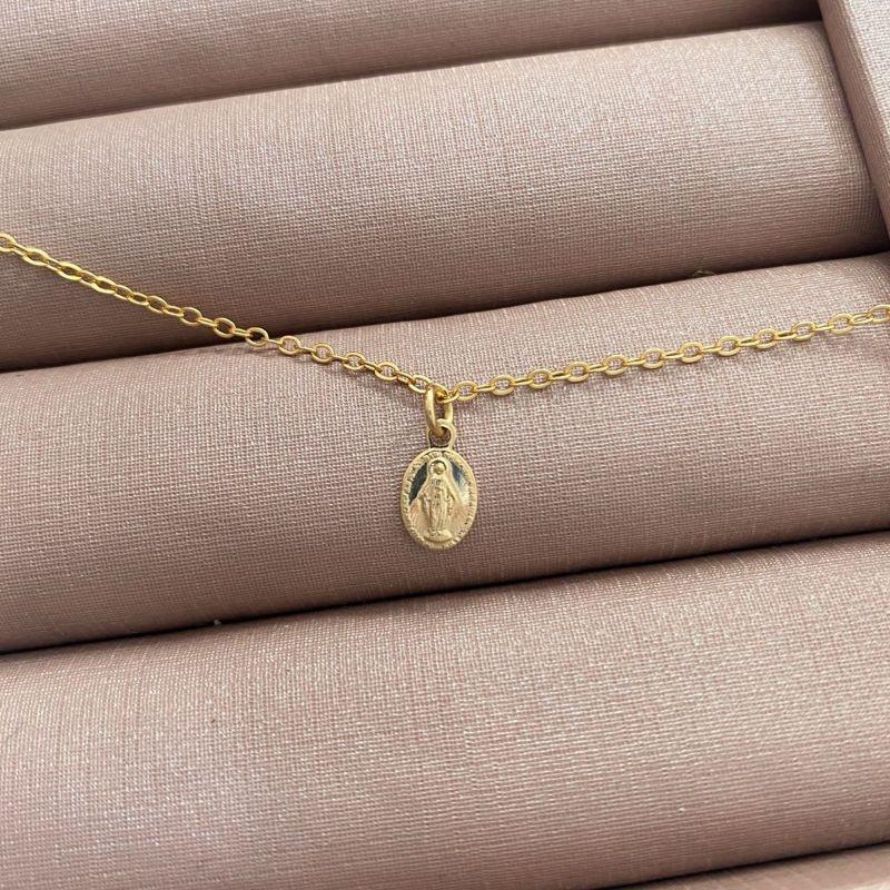 Pulseira Medalha Nossa Senhora Essencial Banhado Em Ouro