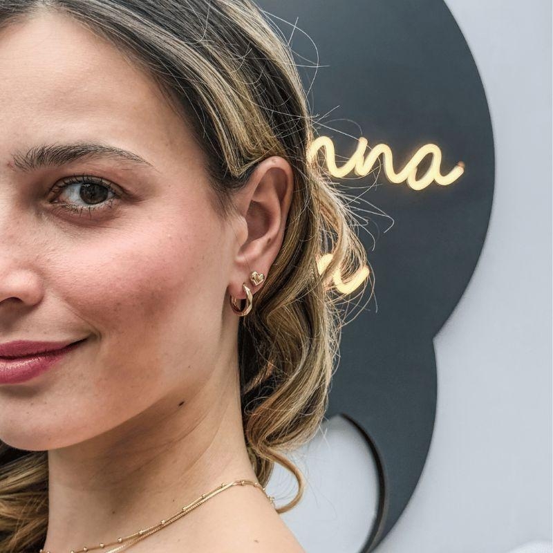 Brinco Argola Lapidada Lisa Coleção Aura Banho Ródio