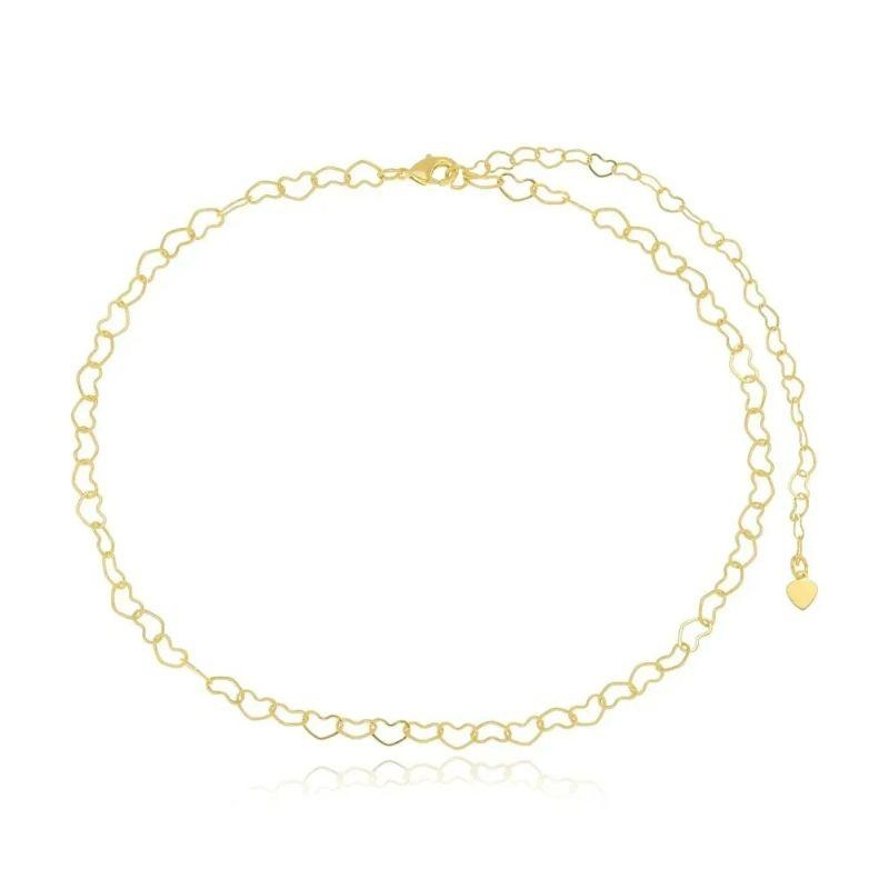 Colar Chocker Elos De Coração Essencial 40CM Banhado Em Ouro