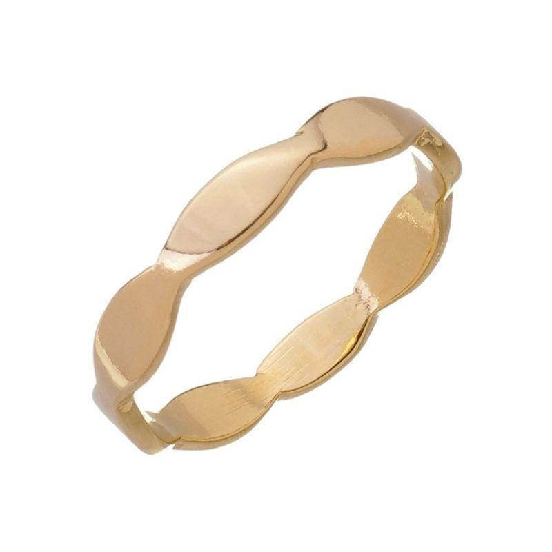 Anel Ondulado Liso Essencial Banhado Em Ouro 18k
