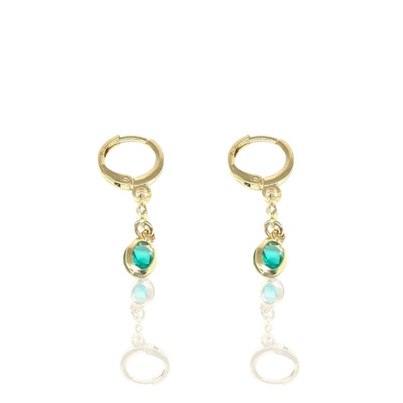 Brinco Argola Zirconia Turmalina Banho Ouro 18k Semijoia