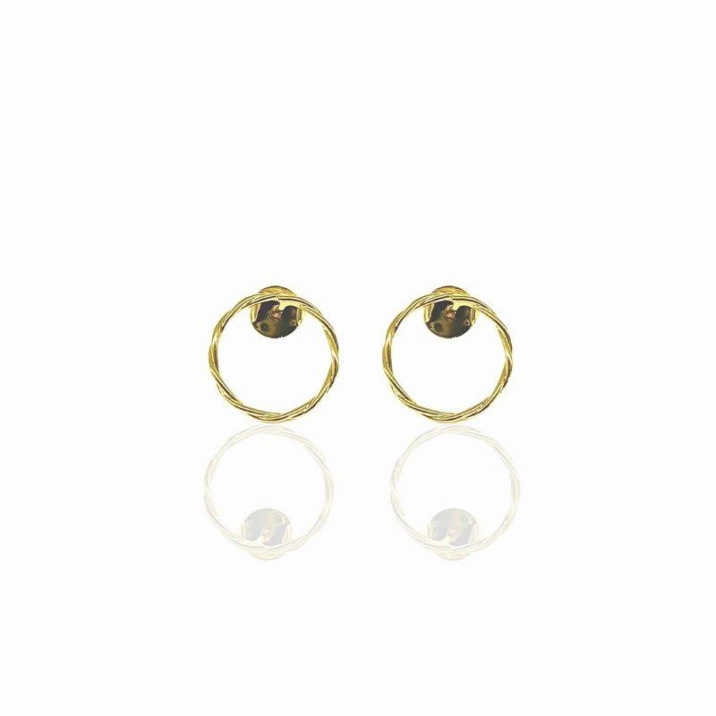Brinco Circulo Torcidinho Banho Ouro 18k Semijoia