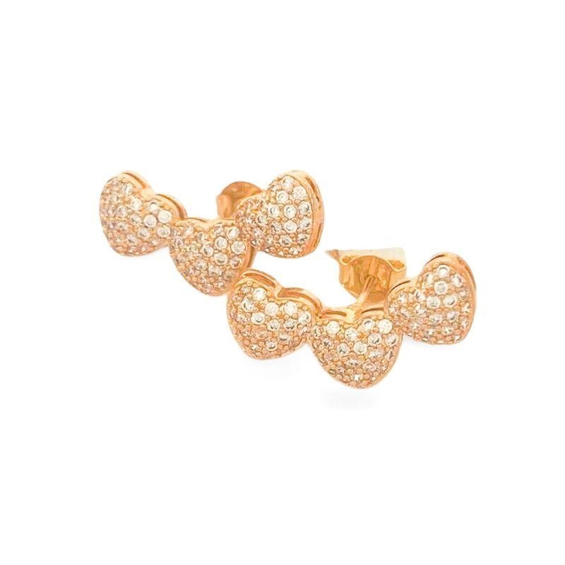 Brinco Earcuff Corações Banho Ouro 18k Semijoia