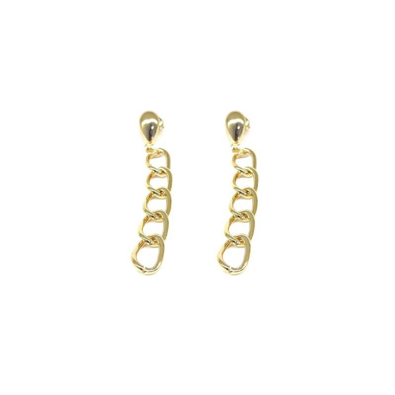 Brinco Elos Liso Banho Ouro 18k Semijoia