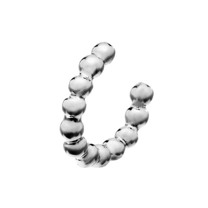 Brinco Piercing de Bolinhas Banho Ródio Branco Semijoia